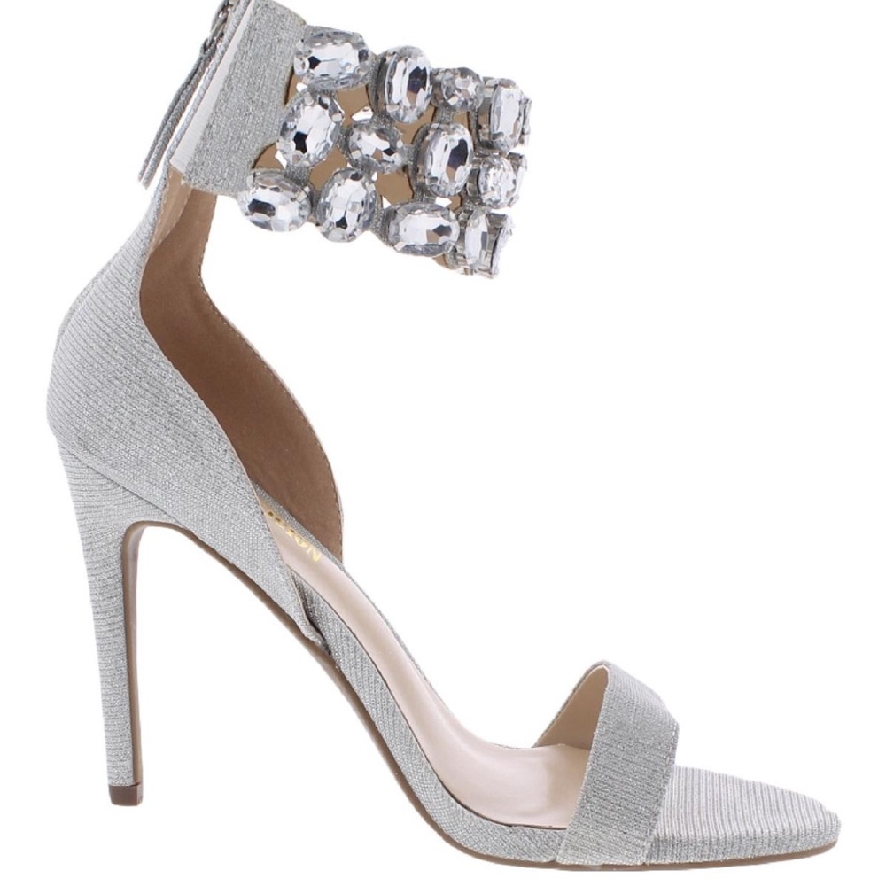 True Religion Metallic Rhinestone Heels